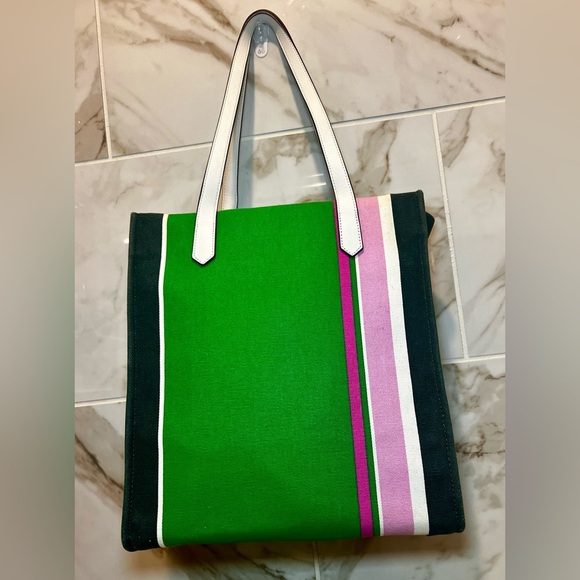 KATE SPADE Green and Pink Striped Tote - EUC - Picture 5 of 15